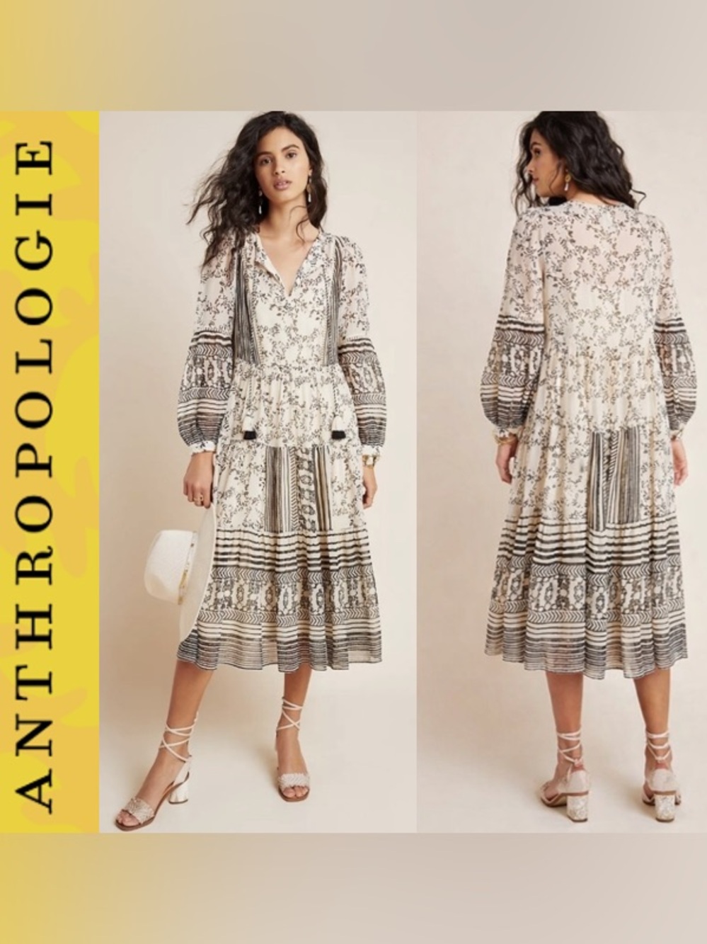Anthropologie Talulah Tiered Midi Dress Size S